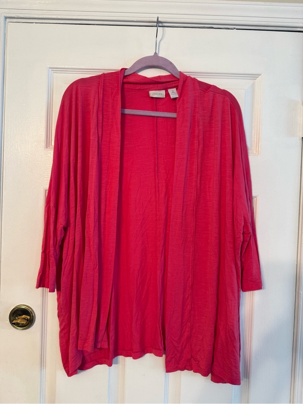 Chico's  Pink Open-Front Drapey Cardigan